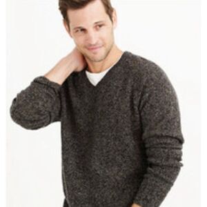 Nordstrom Men's Sweater Marled Cashmere Cotton V-Neck Pullover Khaki Green sz XL